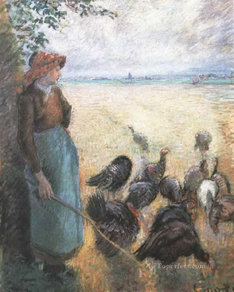 niña pavo 1884 Camille Pissarro Pintura al óleo